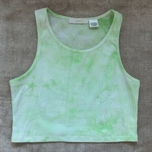 Green Tie-dye Ribbed Cropped Tank Top